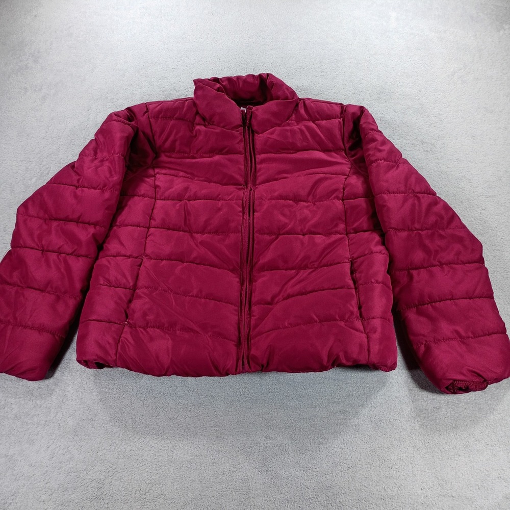 The Children's Place Girls Puffer Jacket Magenta XL 14 Quilted Full Zip
